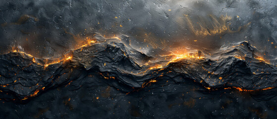 Mountain Engulfed in Flames With Background Mountains