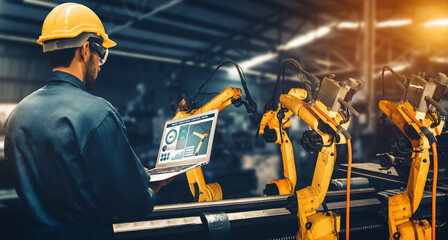 XAI Smart industry robot arms for digital factory production technology showing automation...