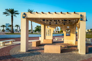 Fototapeta na wymiar Wonderful Morning view in Al khobar-Saudi Arabia. If you are looking for a relaxing place to enjoy nature and fresh air in Al Khobar, you might want to visit the Al Khobar Park.