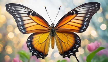 png flying butterfly with colorful wings isolated on transparent background digital illustration