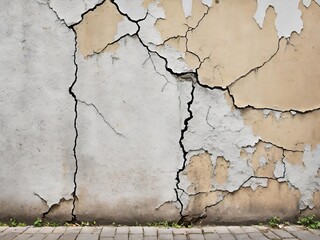 Naklejka premium Cracked wall background. Generative AI.