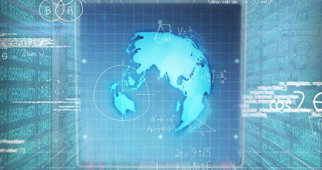 Image of data processing over server room