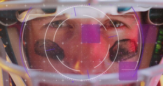 Image of data processing over caucasian american football player