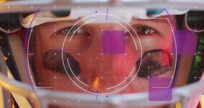 Image of data processing over caucasian american football player