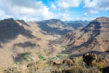 Mountains with a small village in the valley