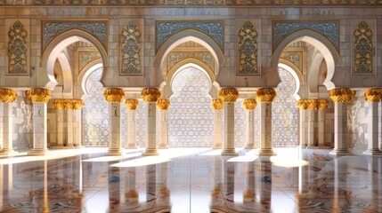 Fototapeta premium Islamic backgrounds with mosque view, copy space for Islamic backgrounds.