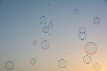 Lots of soap bubbles in the sky