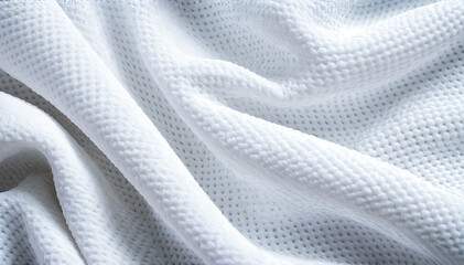  White Terry Cloth Fabric With Delicate Lacy Perforated Design - obrazy, fototapety, plakaty