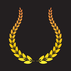 laurel wreath award. Golden laurel wreath. Laurel wreath icon, vector, award. Vector illustration of wreaths symbols for award, sign, logo. Beautiful decorative laurels vector. Round Leaves vector 
