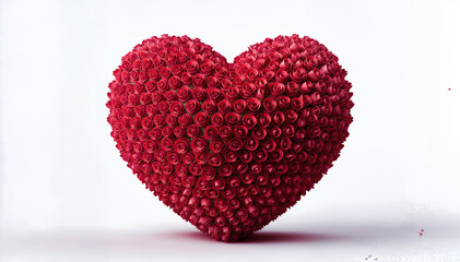 This is a 3D model of a heart made of red roses.