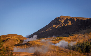 Heißen Quellen und Geysir, Geothermal Park in Hveragerdi  Island