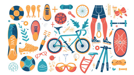Color poster elements sport healthy lifestyle icons