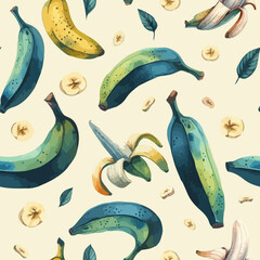 Seamless pattern with tropical bananas. Vector illustration.