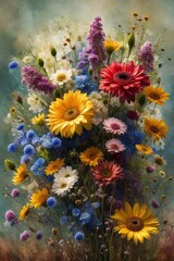 Fototapeta na wymiar spring flowers bouquet. AI generated illustration