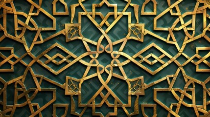 Golden lined motif geometric Islamic patterns, Islamic backgrounds for eid ul adha and eid ul fitr. - obrazy, fototapety, plakaty
