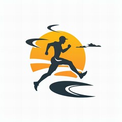 Flat vector logo of a runner 