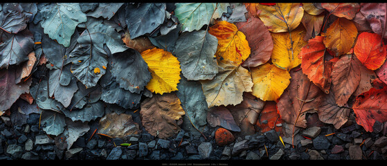 Colorful Wall Covered With Leaves
