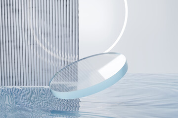 Water product display podium. 3D rendering
