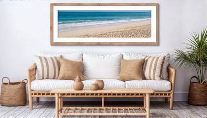 Panoramic Beach Wall Art Print, Coastal Living Room Decor, Beach House Decor, Large Seascape Photography