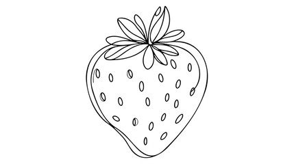 One continuous line drawing of isolated vector object - strawberry