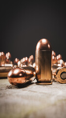 .45 bullets shown on black background