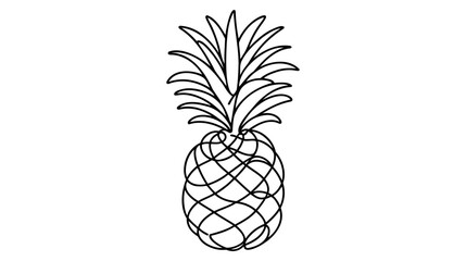 Single continuous line drawing whole healthy pineapple organic for orchard logo identity.