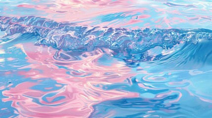 Fototapeta na wymiar Retro Pink And Blue Theme Flowing Water With Waves Background Wallpaper