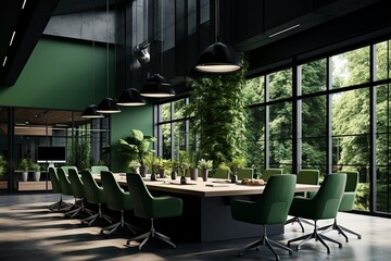 Fototapeta na wymiar Business workplace with Modern office Interior design background 3d rendering