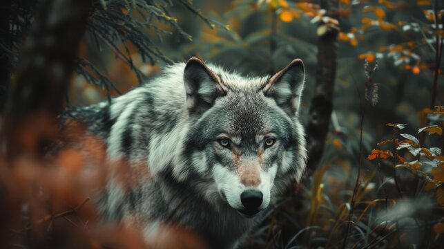 a wolf hiding in the forrest, flashing eyes --ar 16:9 --v 6 Job ID: 4139ec62-83dc-40c9-90fa-90b1314e3bce