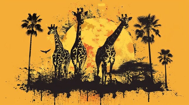 Vector illustration print with giraffe images and text, suitable for printing on t-shirt or sweatshirt, shirt design, shirt print, print giraffe, sketch giraffe, fashion shirt, safari shirt 