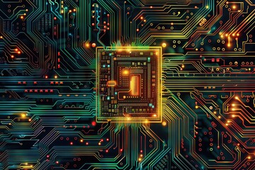Technology background AI chip revealed a peek into the digital core of tomorrows computing - obrazy, fototapety, plakaty