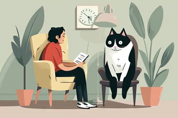 Cat Visit to a Psychologist Cat, Sad Cat Talks with Psychotherapist Cat, Depressed Cats