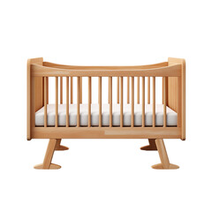 Wooden baby crib. isolated on a transparent background - obrazy, fototapety, plakaty