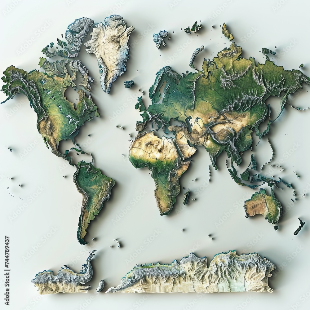 Poster image of a vector world map 3d