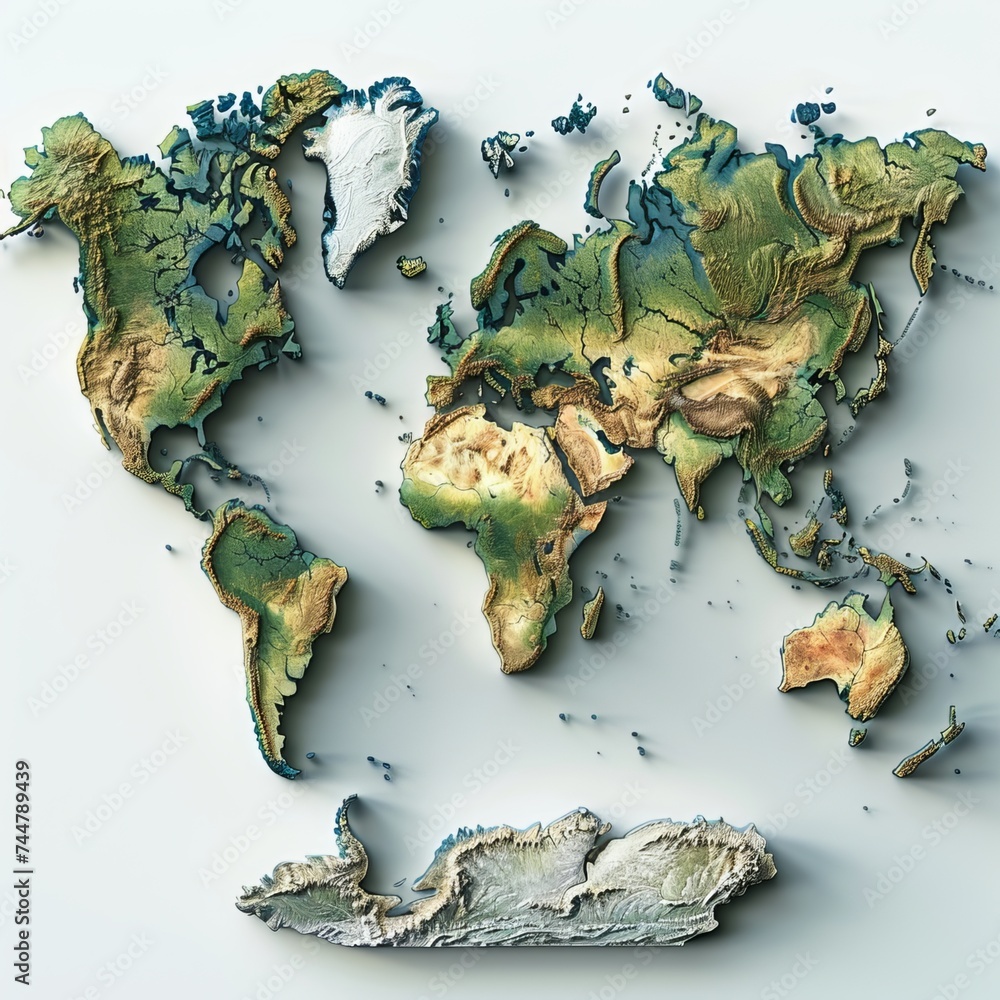 Poster image of a vector world map 3d