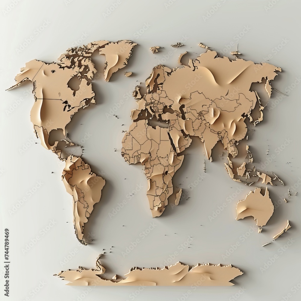 Poster image of a vector world map 3d
