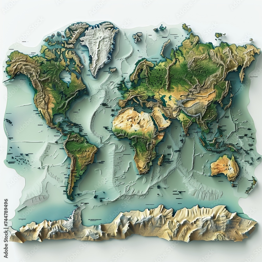 Poster image of a vector world map 3d