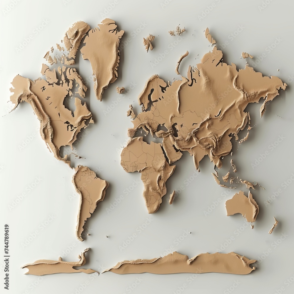 Poster image of a vector world map 3d --v 6 job id: b0d256c4-f14e-45de-8537-11f02b9f42be