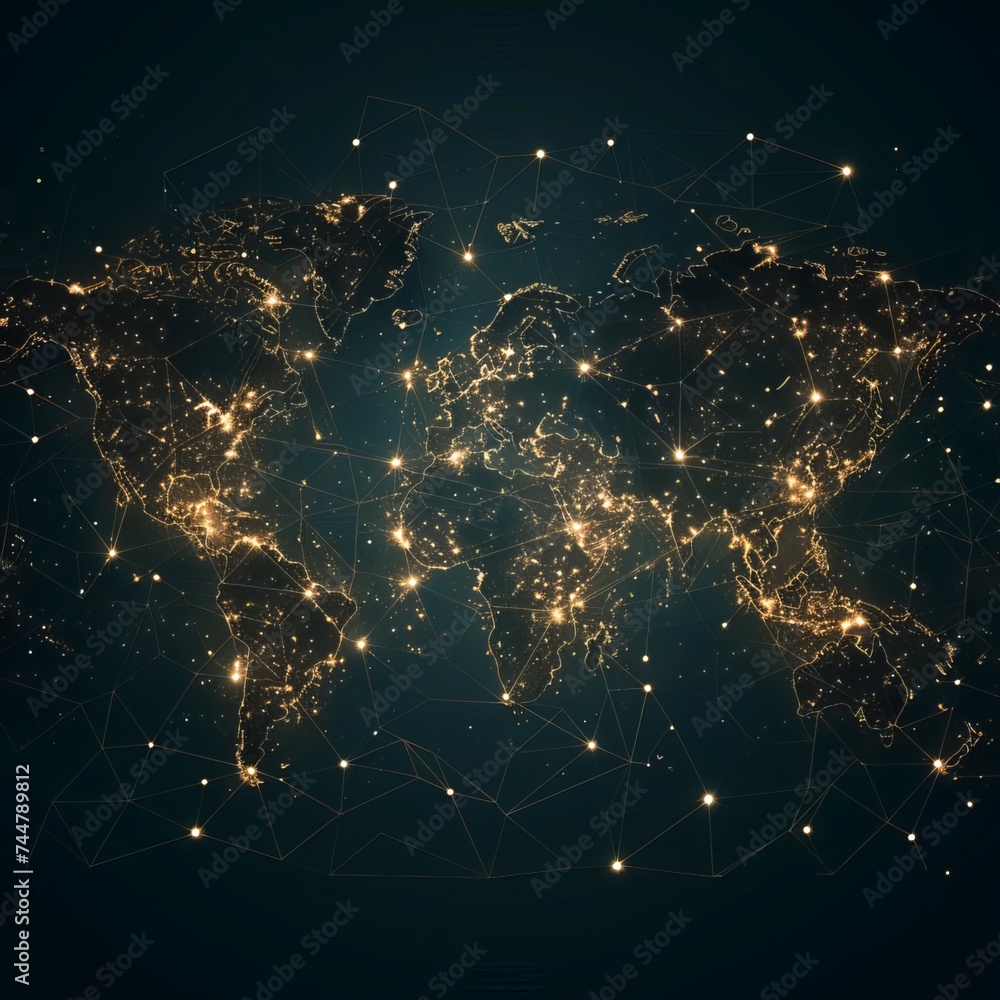 Poster image of a vector world map 3d