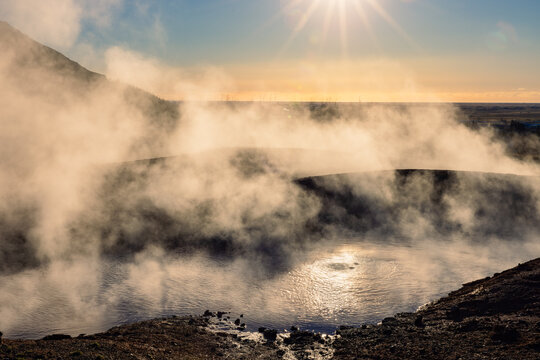 Schlammsprudel, mud pot Geothermal Park in Hveragerdi Island