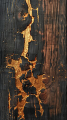 Charred Wood with Golden Highlights Plank Texture