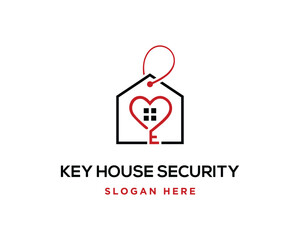 Creative love home key logo design icon vector template.