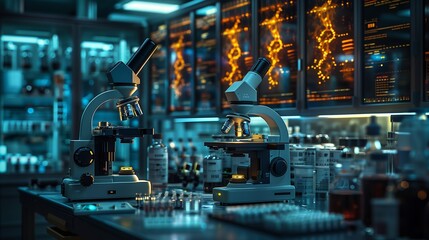 Naklejka premium High-Tech Laboratory Filled With Electronic Equipment