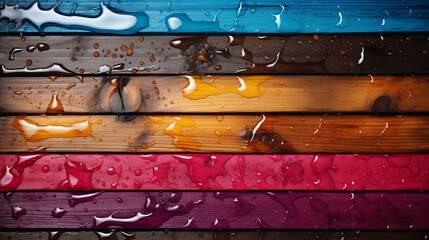 Colorful Wooden Wet Background