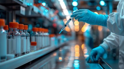 Lab Coat Scientist Holding Pipe