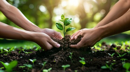 Fototapeta premium Group of People Holding a Plant