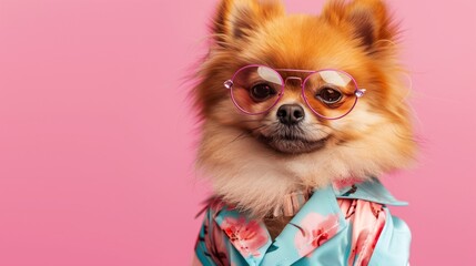 Small Dog Wearing Glasses and a Shirt