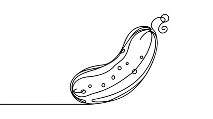 One continuous line drawing round sliced healthy organic cucumber for orchard logo identity.