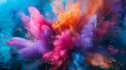 Colorful Explosion of Colored Powder in the Air