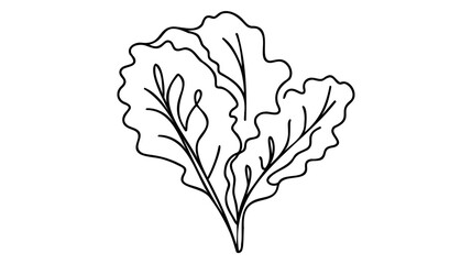 One single line drawing of whole healthy organic mustard green leaves for farm logo identity.